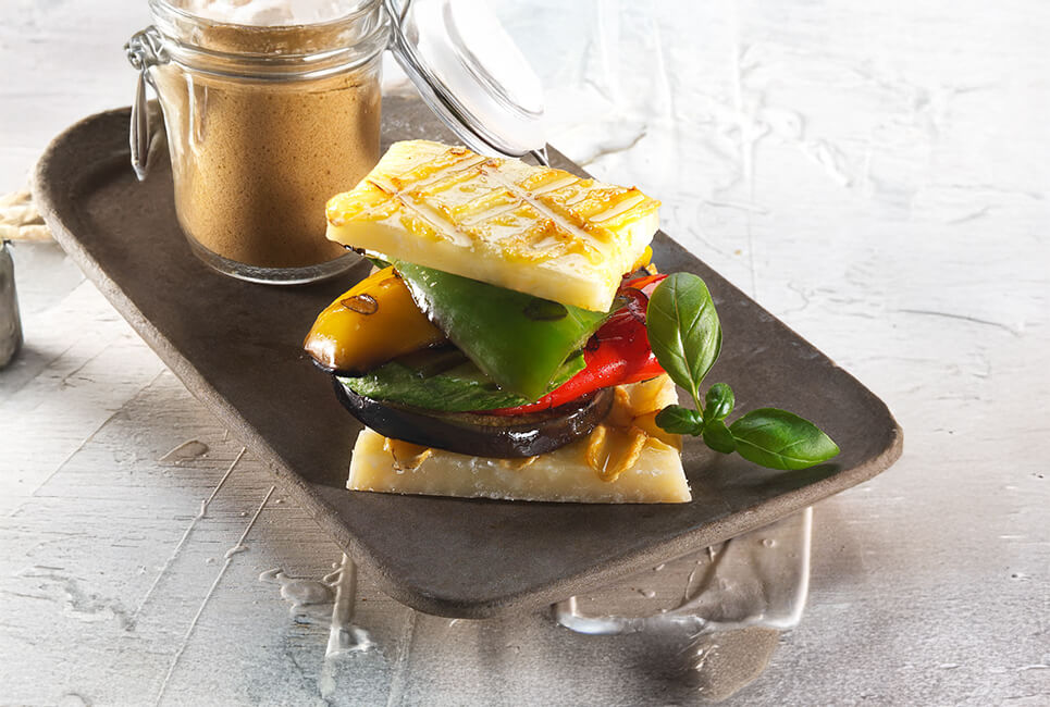 Grana Padano DOP e verdure alla griglia con salsa al profumo di senape