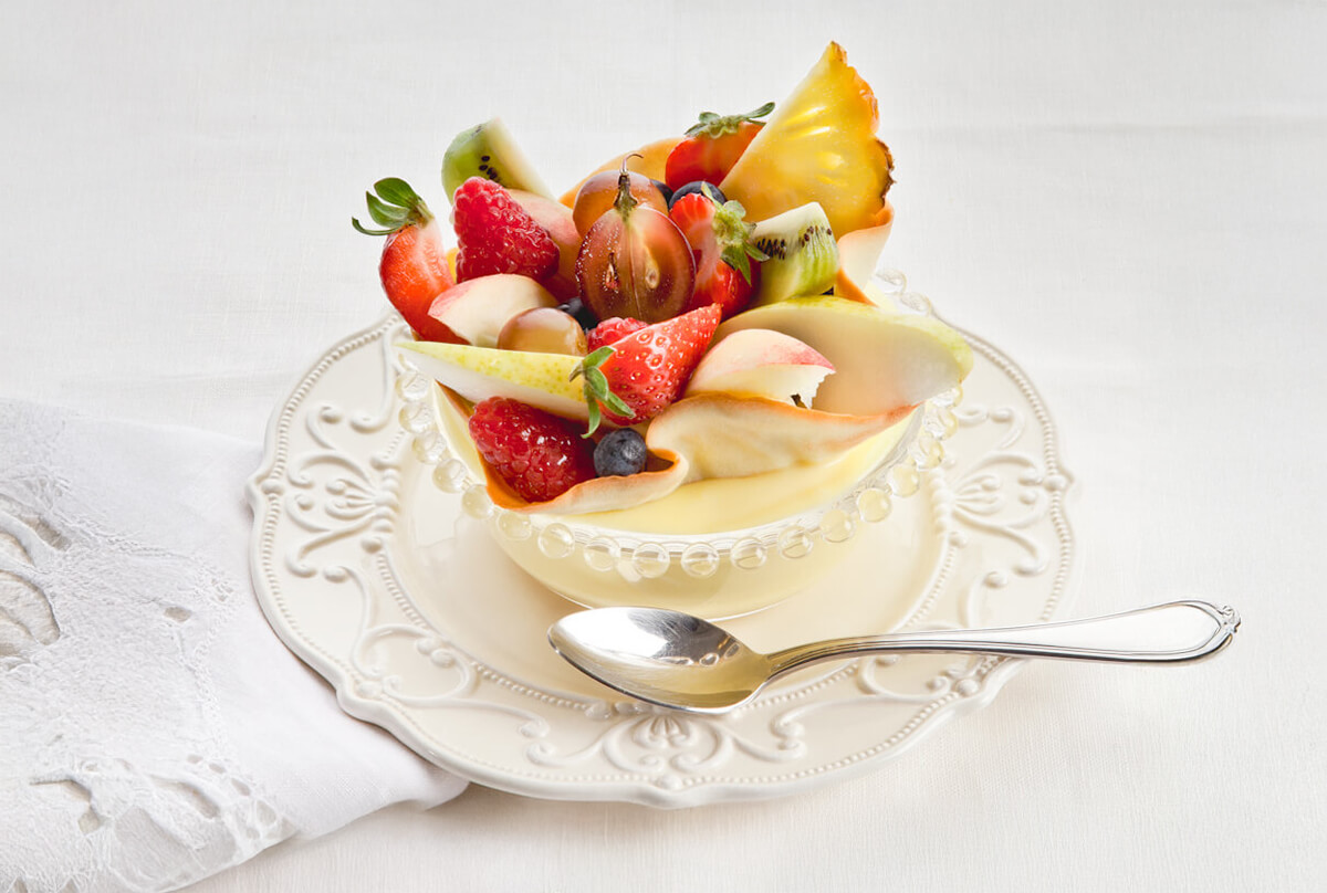 Crema con cestino alla frutta