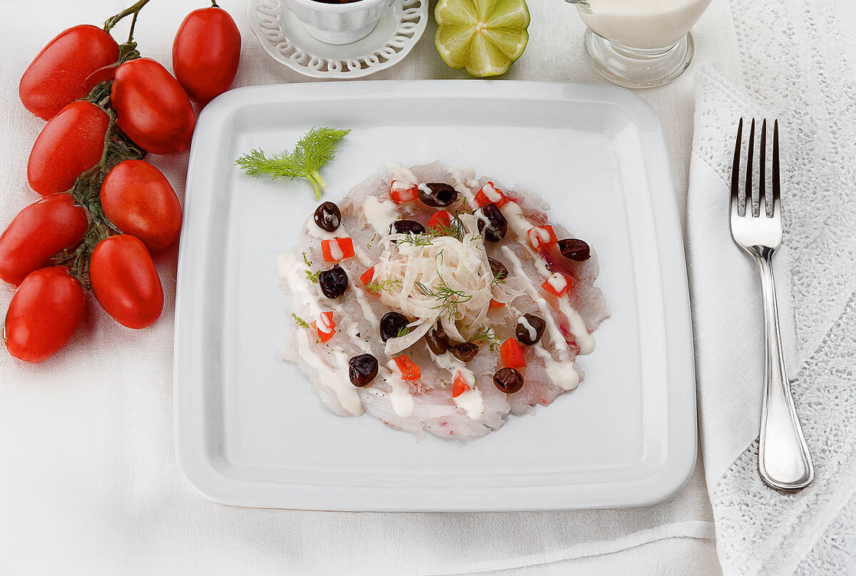 Carpaccio di merluzzo con maionese al Grana Padano DOP