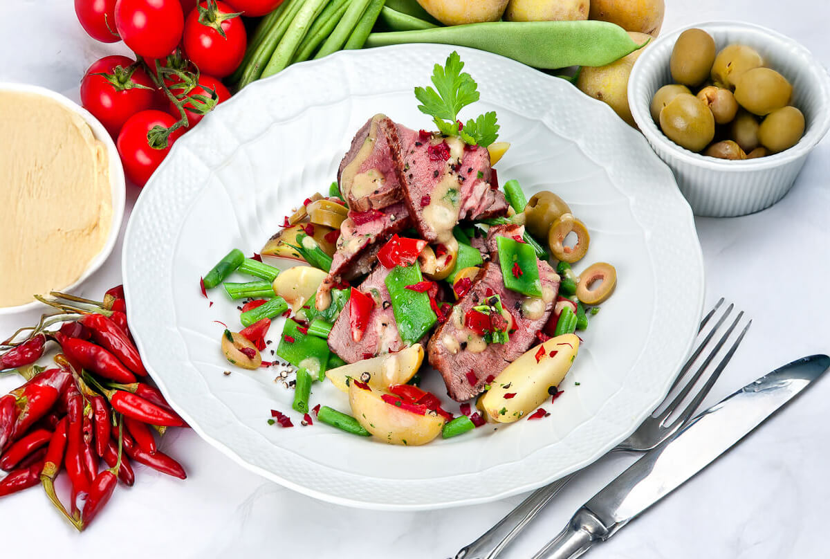 Filetto di manzo con verdure piccanti