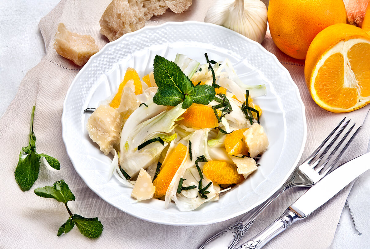 Insalata di finocchi, arance e Grana Padano DOP